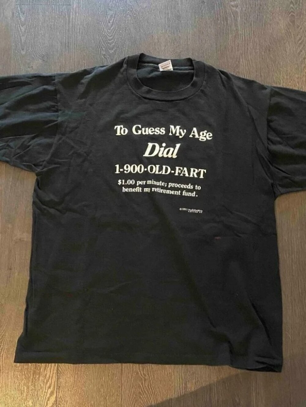 vintage 1991 hullabaloo 'old fart' funny humor t-shirt size XL